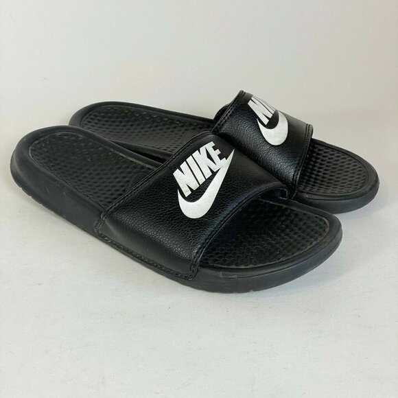 Nike Mens Benassi Just Do It Classic Slides Sandal Black 8 Athletic Lightweight - Picture 1 of 7